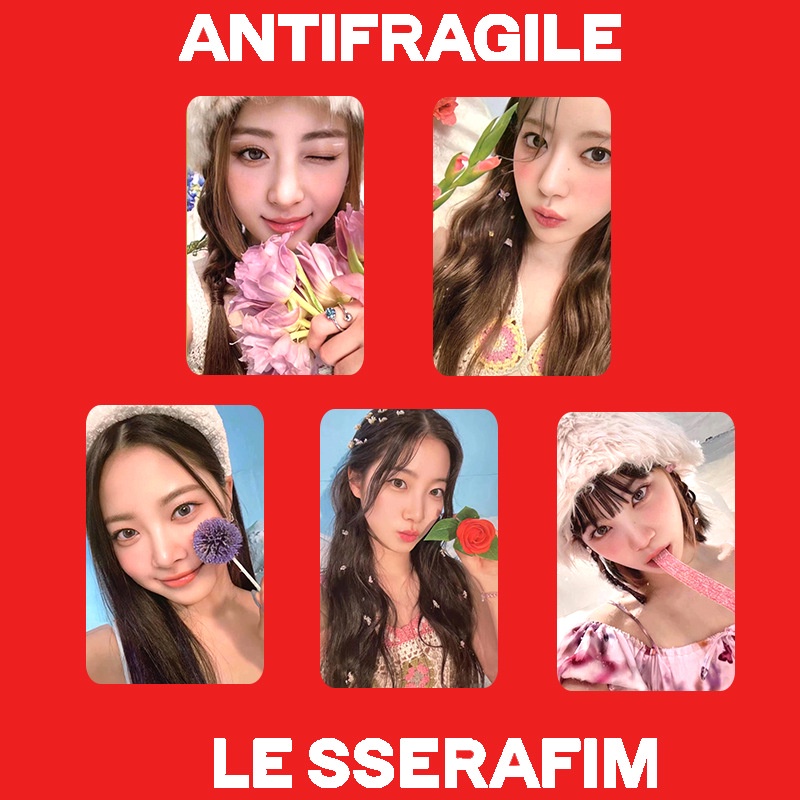5 ชิ้น/เซ็ต LE SEERAFIM Photocards SAKURA CHAEWON YUNJIN KAZUHA EUNCHAE การ์ด Lomo ANTIFRAGILE FEARLESS Kpop โปสการ์ด YM