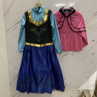 ชุดแม็กซี่เดรสคอสเพลย์ Anna Frozen Christmas พร้อมเสื้อคลุม เหมาะกับปาร์ตี้ฮาโลวีน สําหรับผู้หญิง และผู้ใหญ่