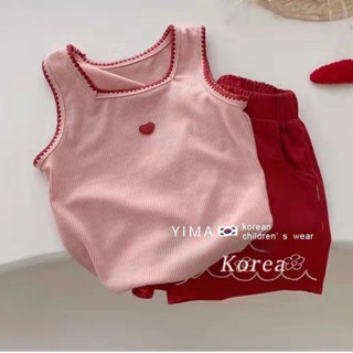 พร้อมส่ง  ชุดเสื้อกั๊กเด็กผู้หญิง ชุดเซ็ทเด็กผู้หญิง 2 ชิ้น เสื้อผ้าแฟชั่นเด็กผู้หญิง