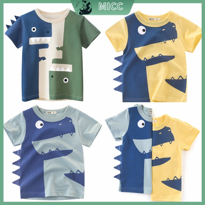 1-9 ปี  เสื้อยืดแขนสั้น ผ้าฝ้าย พิมพ์ลายการ์ตูนสัตว์ แฟชั่นฤดูร้อน สําหรับเด็กผู้ชาย และเด็กผู้หญิง