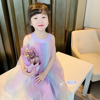 🧸 ส่งจากไทย🧸สไตล์เกาหลี ชุดเดรสเด็กผู้หญิง กระโปรงผ้าทูลสีรุ้ง ชุดเดรสวันเกิดเด็กหญิง ชุดไปงานปาร์ตี้เด็ก 2-8ป