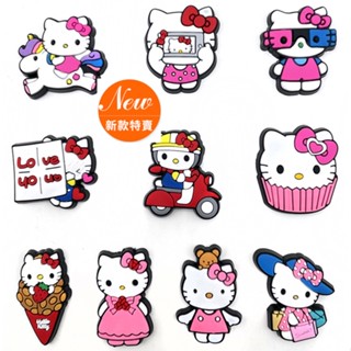 Sanrio Hello Kitty เฮลโล คิตตี้ การ์ตูนคิตตี้น่ารัก เฮลโลคิตตี้ อะนิเมะญี่ปุ่น ซีรีส์การ์ตูน เครื่องประดับแฟชั่น -Justin Bieber สไตล์เดียวกัน Crocs Jibbitz หลุมรองเท้าอุปกรณ์เสริม Busch รองเท้าดอกไม้หัวเข็มขัดรองเท้า