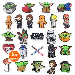 อุปกรณ์เสริม รูปการ์ตูน Star Wars Series Luke Obi Wantanano Skywalker Princess Leia Groccoopa Yoda Robot C-3PO Justin Bieber Same Style Crocs Jibbitz Zhibixing Crocs Hole สําหรับตกแต่งรองเท้าบัสช์