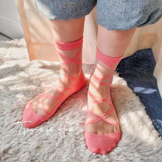 T TH พร้อมส่ง~KSOX ถุงเท้าโลลิต้า คริสตัล แบบบาง นําเข้าจากเกาหลี แฟชั่นฤดูใบไม้ผลิ ฤดูร้อน