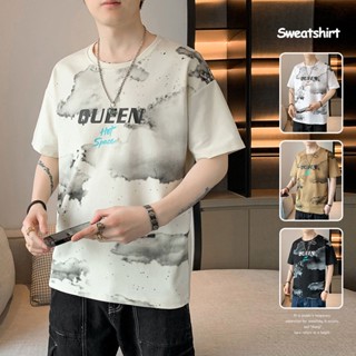 เสื้อยืดแขนสั้น ผ้าเรยอน ทรงหลวม แฟชั่นฤดูร้อน สําหรับผู้ชาย