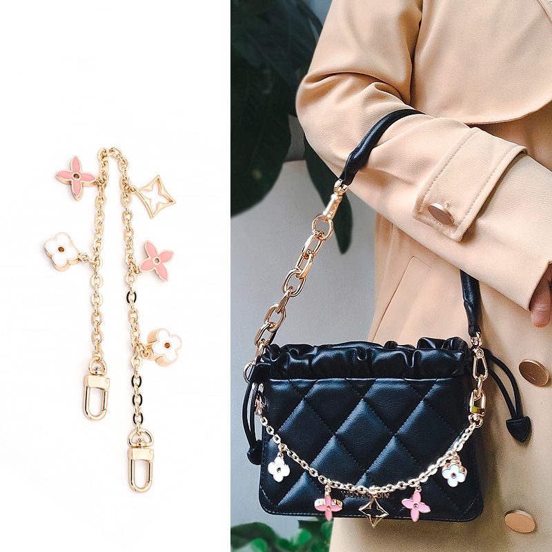 สายโซ่ รูปใบโคลเวอร์สี่แฉก แฮนด์เมด แบบเปลี่ยน สําหรับกระเป๋าถือ และคลัทช์ DIY