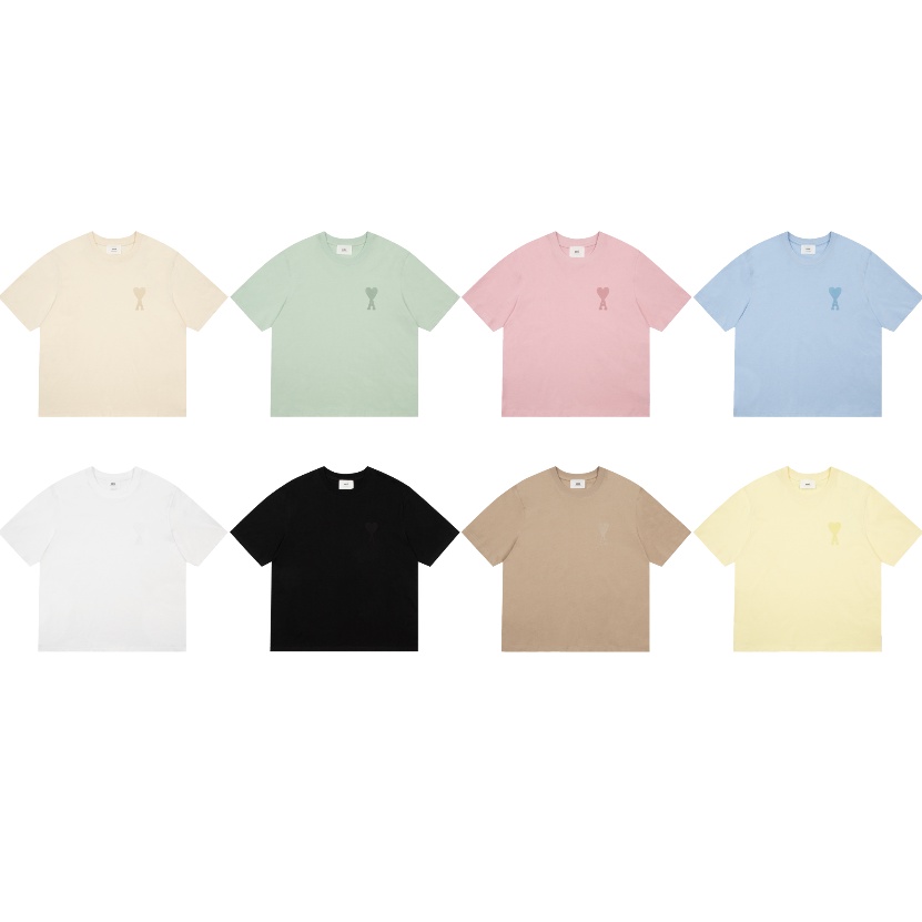 ใหม่ เสื้อยืดแขนสั้น ปักลายหัวใจ สีเดียวกับทุกเพศ เหมาะกับฤดูใบไม้ผลิ และฤดูร้อน 2023