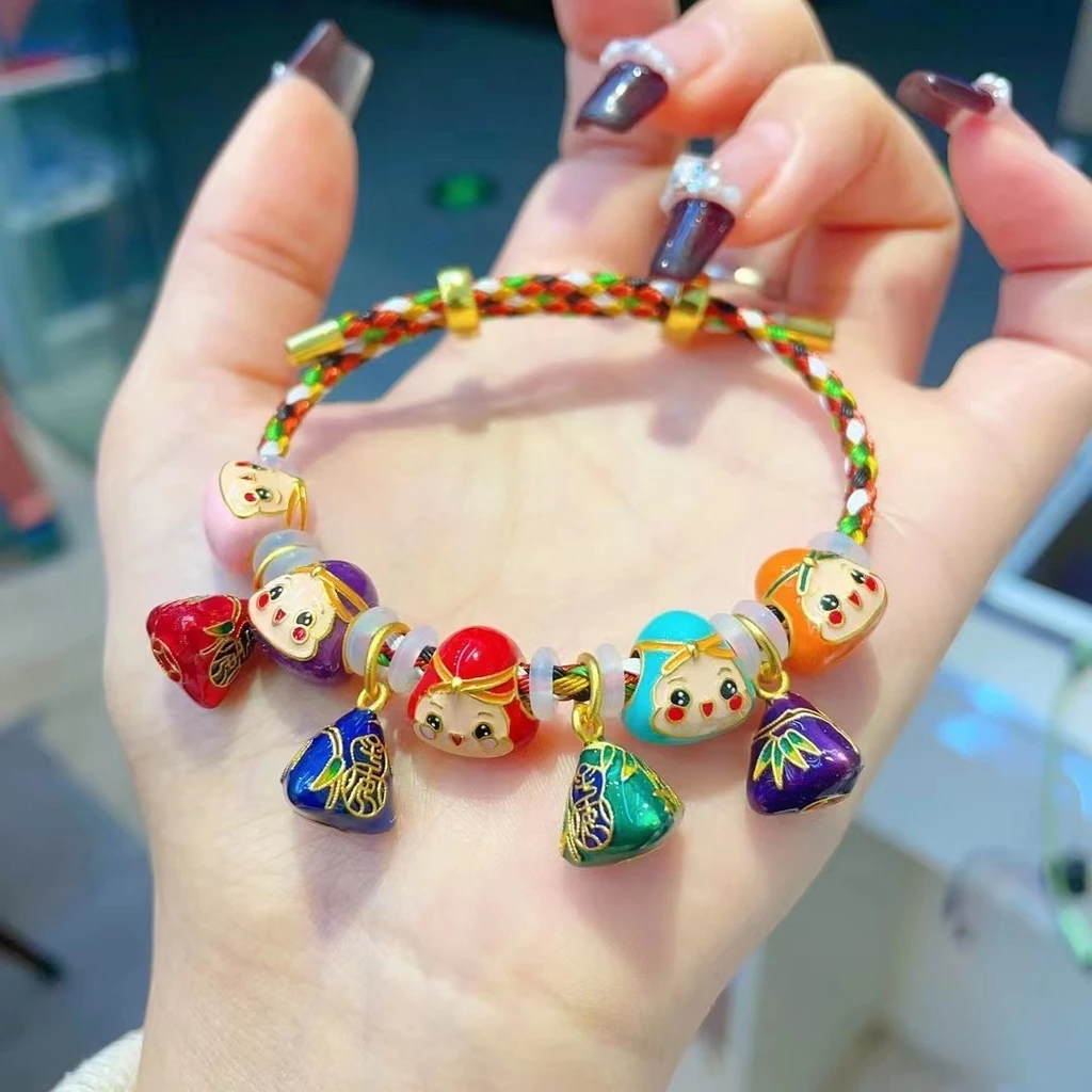 จี้ลูกปัดสีทองสไตล์จีนโบราณ สําหรับสร้อยข้อมือ DIY