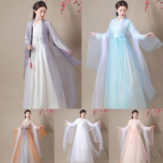 Bai Shallow Hanfu Three Lives Three Worlds Ten Miles Peach Blossom Same Style เครื่องแต่งกายกระโปรง สไตล์โบราณ