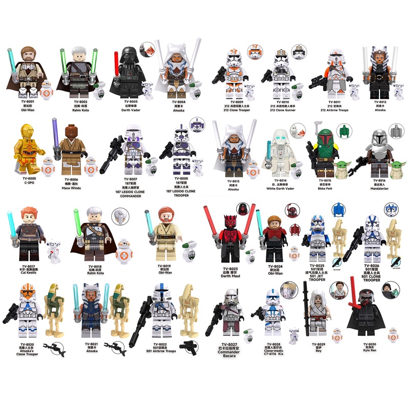 ของเล่นตัวต่อ Star Wars Minifiguras Clone Troopers Ahsoka Obi-Wan Ahsoka Darth Vader สําหรับเด็ก