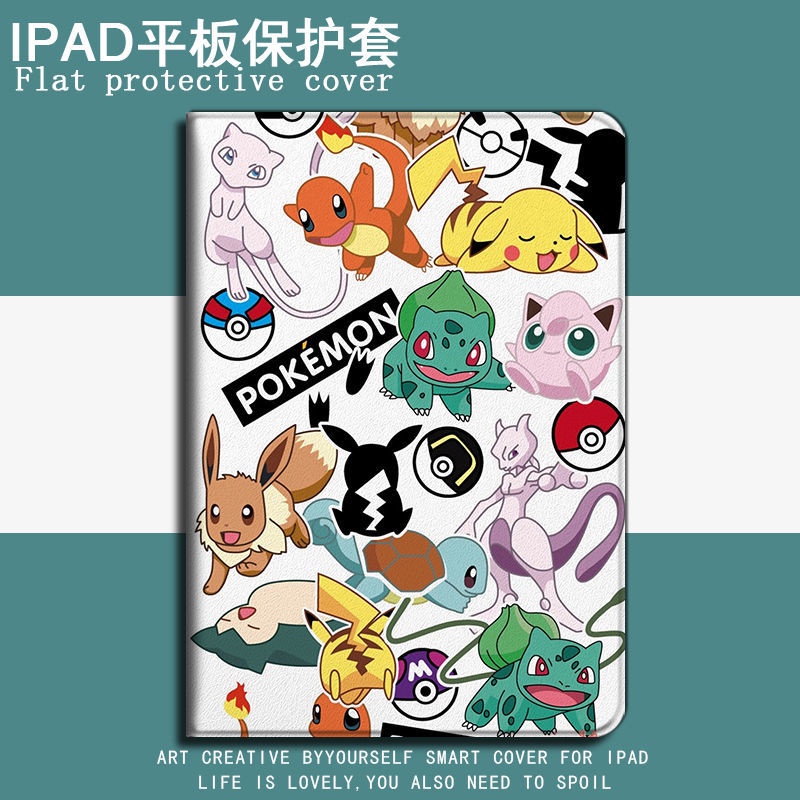 Pokémon เคสไอแพด mini 4/5/6 air 3 4 5 case ipad pro 11 2022 เคส iPad gen 7 8 9 gen10 pen slot tri-fold cartoon cover