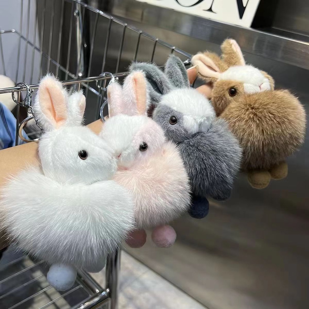 สินค้าใหม่ พวงกุญแจ จี้ตุ๊กตากระต่าย สุนัขจิ้งจอก ขนเฟอร์น่ารัก เหมาะกับของขวัญ สําหรับผู้หญิง