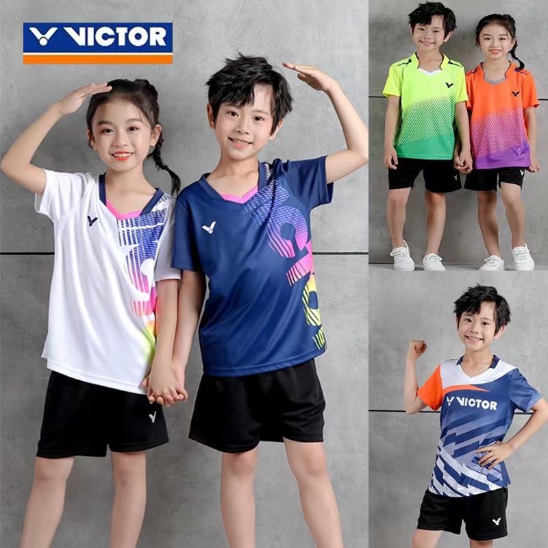 Victory ใหม่ เสื้อแบดมินตัน แขนสั้น แห้งเร็ว สําหรับเด็ก 1905