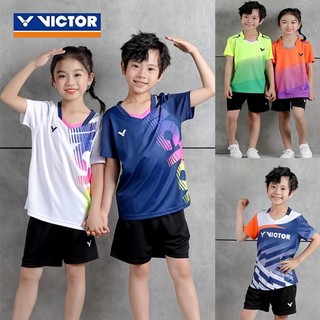 Victory ใหม่ เสื้อแบดมินตัน แขนสั้น แห้งเร็ว สําหรับเด็ก 1905