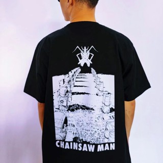 เสื้อยืดแขนสั้น คอกลม ผ้าฝ้ายแท้ พิมพ์ลายการ์ตูนอนิเมะ Chainsaw Man แฟชั่นฤดูร้อน สําหรับผู้ชาย