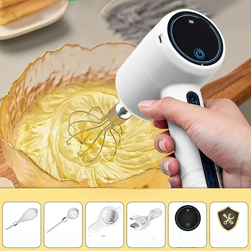 Electric Egg Beater, Wireless Rechargeable Household Cake Mix Whipped Cream Whisk, Small Kitchen Appliances