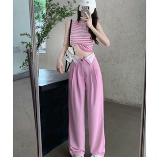 YUEXUN Folded waist microcloth is beautiful, long pants, suitable for women