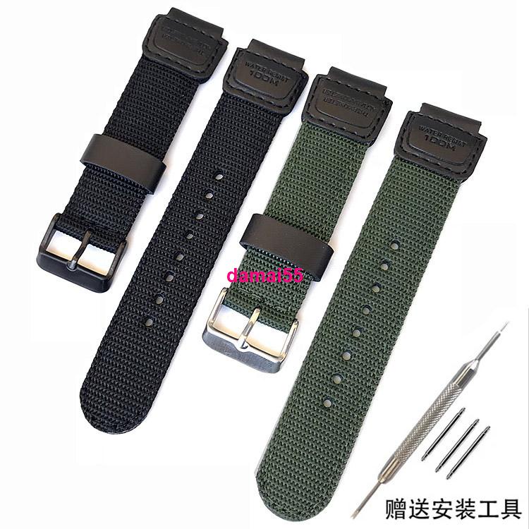 ช้อปปิ้งทุกวัน ปรับให้เข้ากับ Cassie AE-1200 นูน 18MM สายนาฬิกาผ้าใบไนลอน AE-1,000W/SGW-300/400H 031