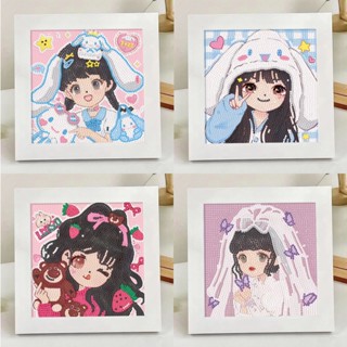 ภาพปักเพชรคริสตัล 5D DIY Diamond Painting ลายผู้หญิง Girl Anime มีกล่อง ครอสติสคริสตัล สำหรับตกแต่งบ้าน