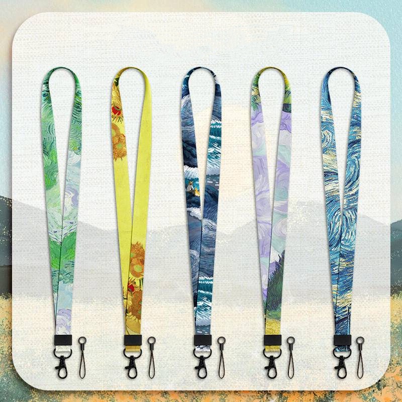 สายคล้องโทรศัพท์มือถือ ป้องกันการสูญหาย รูปภาพวาดสีน้ํามัน Van Gogh แบบถอดออกได้ สําหรับผู้ชาย และผู้หญิง