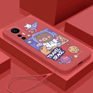 เคสโทรศัพท์มือถือ Tpu ขอบตรง ลายหมีอวกาศ สําหรับ Xiaomi 12 Xiaomi 12lite Xiaomi 11T Xiaomi 11TPRO Xiaomi Mix4 Xiaomi 6