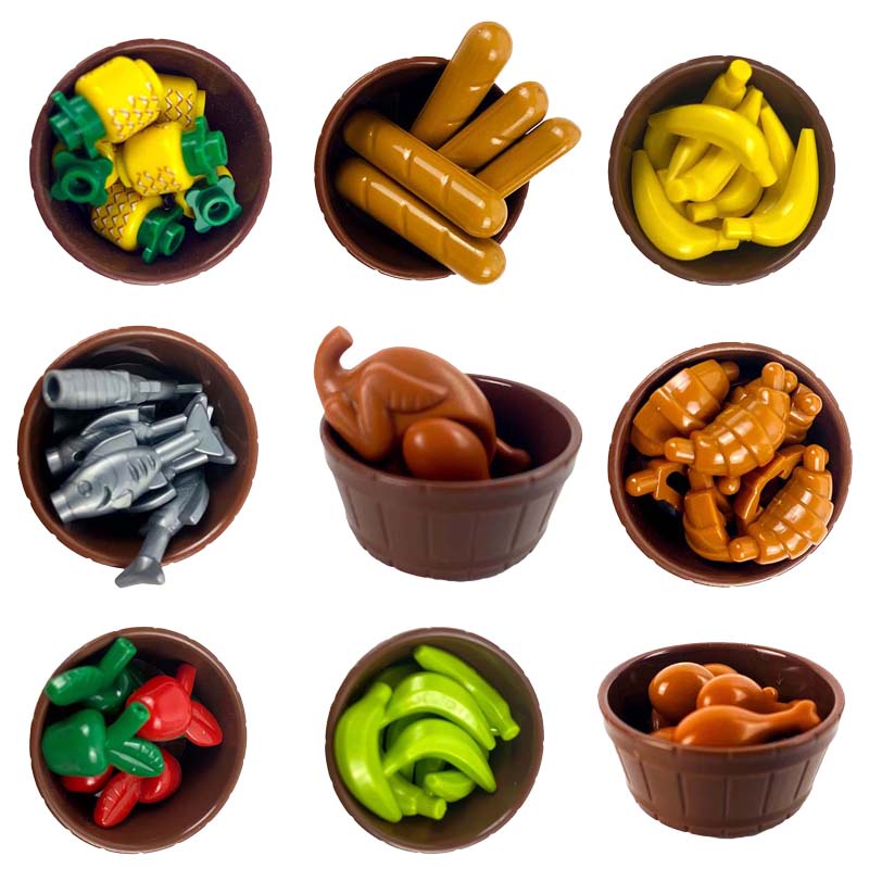 ของเล่นบล็อกตัวต่อ รูปผัก ผลไม้ กล้วย ปลา ปู ฟักทอง ไก่งวง ของขวัญ สําหรับเด็ก