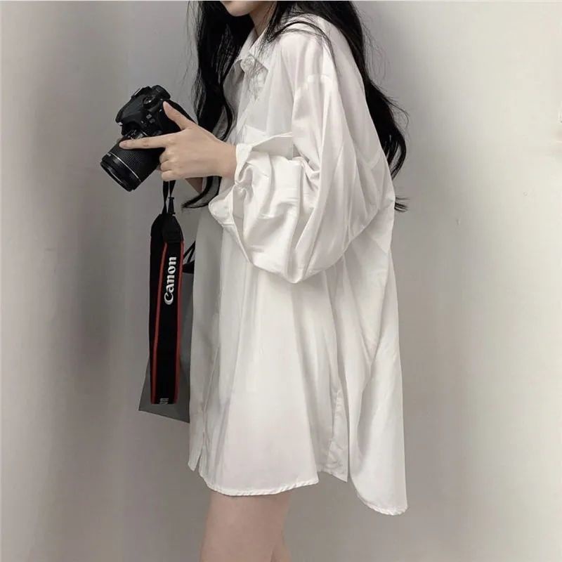 เสื้อเชิ้ตแขนยาว ลําลอง ทรงหลวม พลัสไซซ์ สําหรับผู้หญิง
