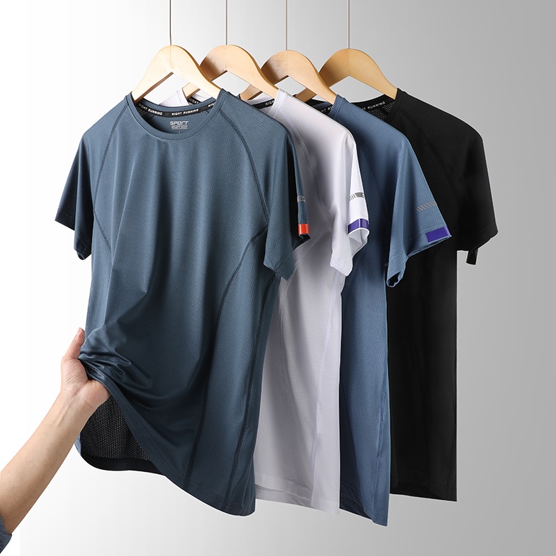 เสื้อยืดคอกลม แขนสั้น ผ้าเรยอน แบบแห้งเร็ว พลัสไซซ์ แฟชั่นฤดูร้อน สําหรับผู้ชาย ใส่วิ่ง เล่นกีฬา ราคา ถูกที่สุด ดีลบีเคเค แกลเลอรีภาพที่ 8