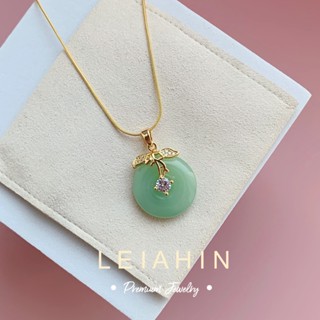 LEIAHIN สร้อยคอโชคเกอร์ เหล็กไทเทเนียม ชุบทอง 18k สีเขียว ปรับความยาวได้ เหมาะกับของขวัญวันเกิด สไตล์เกาหลี สําหรับผู้หญิง