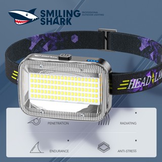 Smiling Shark TD-8004 ไฟฉายสวมศีรษะ LED สว่างมาก ชาร์จ USB แบบพกพา สําหรับปีนเขา วิ่ง ผจญภัย