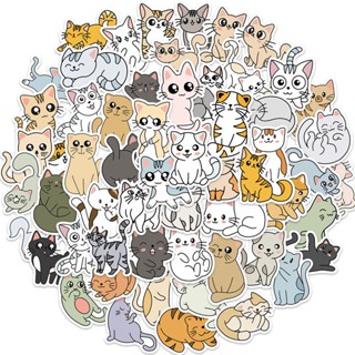 สติกเกอร์ ลายการ์ตูนแมว สําหรับตกแต่งสมุดภาพ กระเป๋าเดินทาง เครื่องเขียน 60 ชิ้น