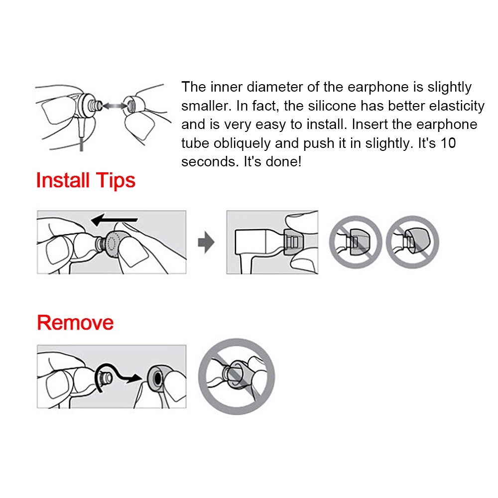 Uareliffe KZ ซิลิโคนเปลี่ยนหูเคล็ดลับ 3 คู่ SML แหวนยางนุ่มใสหูฟังเบาะเสียงแยกสบายโปร่งใสแผ่นรองหูฟังครอบคลุม