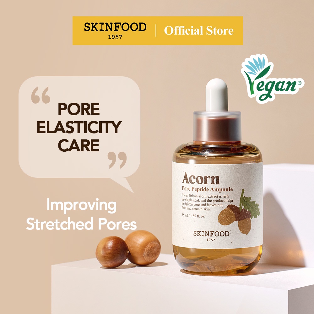 [SKINFOOD Official] แอมพลูลูกโอ๊ก 55ml กระชับรูขุมขน เพิ่มความยืดหยุ่นให้ผิว เพิ่มความกระชับให้กับผิวหน้า Acorn Pore Peptide Ampoule