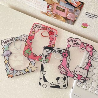 Peach Graffiti style cartoon puppy acrylic card sleeve pendant Photo DIY protection card sleeve desktop storage