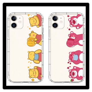 เคส iPhone14 คู่หมีพูห์น่ารักหนัง หมีสตอเบอรี่ เคสโทรศัพท์มือถือการ์ตูน รูปแบบตลก โปร่งใส พิมพ์ลาย เคสซิลิโคนอ่อนนุ่ม สำหรับ เคสไอโฟน11 โทรศัพท์ ip i 6s 7 8 plus 11 เคสไอโฟน 13 เคสไอโฟน 12 pro max mini เคสไอโฟน7พลัส xs XR iPhone case เคสโทรศัพท์