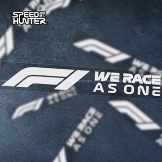 F1 สติกเกอร์สะท้อนแสง ลาย WE RACE AS ONE กันน้ํา สําหรับตกแต่งรถยนต์