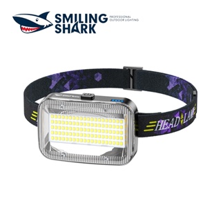 Smiling Shark ไฟหน้าฉุกเฉิน LED แบตเตอรี่ กันน้ํา ชาร์จ USB สว่างมาก พกพาง่าย สําหรับวิ่ง ขี่จักรยาน กลางแจ้ง