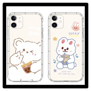 เคส iPhone12 น่ารักการ์ตูน หมี กระต่าย รุ่นคู่ เคสโทรศัพท์มือถือ โปร่งใส พิมพ์ลาย สไตล์เกาหลี เคสมือถือซิลิโคนนุ่ม สำหรับ เคสไอโฟน11 โทรศัพท์ ip i 6s 7 8 plus 11 เคสไอโฟน 13 เคสไอโฟน 12 pro max mini เคสไอโฟน7พลัส xs XR iPhone case เคสโทรศัพท์