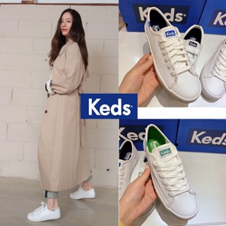 Keds รองเท้าหนังลําลอง ส้นแบน สีขาว สไตล์เกาหลี แฟชั่นฤดูใบไม้ผลิ และฤดูร้อน สําหรับผู้หญิง 2023