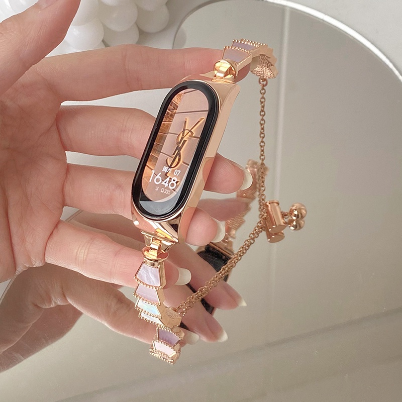 สายนาฬิกาข้อมือโลหะ หรูหรา แบบเปลี่ยน สําหรับ Xiaomi Mi Band 7 6 5 4 Miband 4 3 5 6