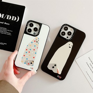 เคสโทรศัพท์มือถือกระจก ลายกราฟฟิตี้ผีน่ารัก สําหรับ iphone 11 12 13 14 iphone pro 11 12 13 14 iphone promax 11 12 13 14 iphone 14plus x xsmax