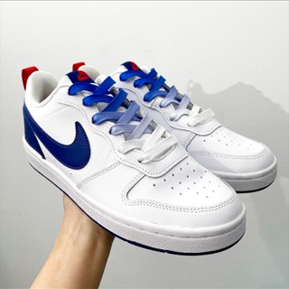 Nike เชือกผูกรองเท้า สะท้อนแสง ลายสก๊อต ไล่โทนสี สีน้ําเงิน สีขาว สําหรับรองเท้าผ้าใบ