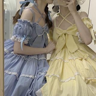 ℡►[กระโปรงชิ้นเดียวไม่มีแขน] LOLITA ชุดเดรสผ้าฝ้ายสัมผัสอารมณ์ DOLL ยุคกลางสามขั้นตอน JSK