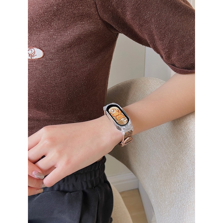 สายนาฬิกาข้อมือหนัง สไตล์เรโทร สําหรับ Xiaomi Mi Band 7 Xiaomi 3 4 5 6nfc