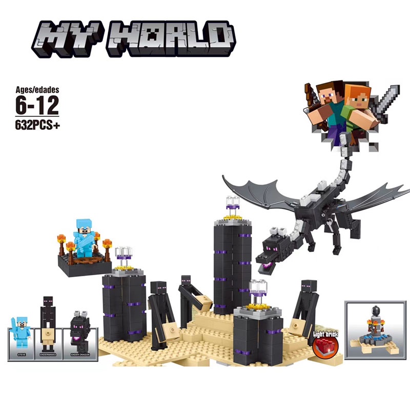 Moc Minecraft Series The Ender Dragon Building Blocks (630+/PCS) Mystery Multi-Scene Blocks เด็กของเล่นเด็กของขวัญ