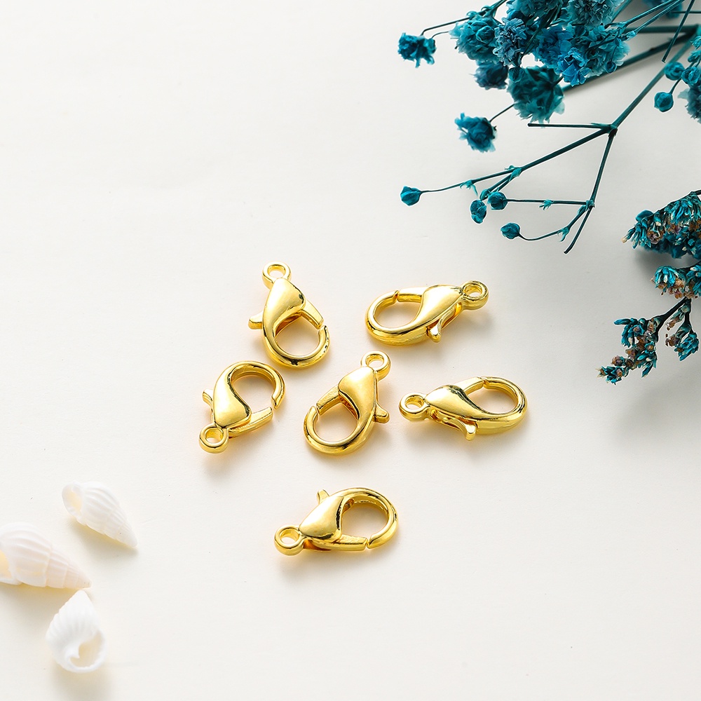 ตะขอก้ามปู ขั้วต่อกุ้งทอง18K✓5-14มม✓10ชิ้นเซ็ต งานDIYสร้อยคอ-สร้อยข้อมือ อะไหล่เครื่องประดับพรีเมียม