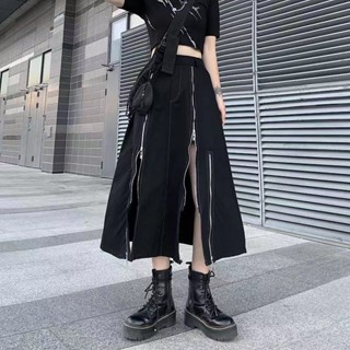 Yohji Yamamoto กระโปรงเอวสูง มีซิป สีพื้น ทรงหลวม สไตล์ฤดูใบไม้ผลิ สําหรับผู้หญิง