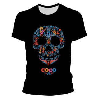 Coco Animation T-shirt Men Punk Rock Skull T-shirts 3d Print T-shirt Vintage Men Clothing Summer Tops Plus Size