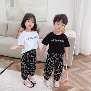 ❤❤พร้อมส่ง🌼เสื้อผ้าเด็กผู้หญิง ชุดเซ็ทเด็กผู้หญิง ชุดเด็กผู้หญิง ชุดเซ็ต2ชิ้น เสื้อยืดคอกลม+กางเกงกันยุง 1-10ขวบ T238