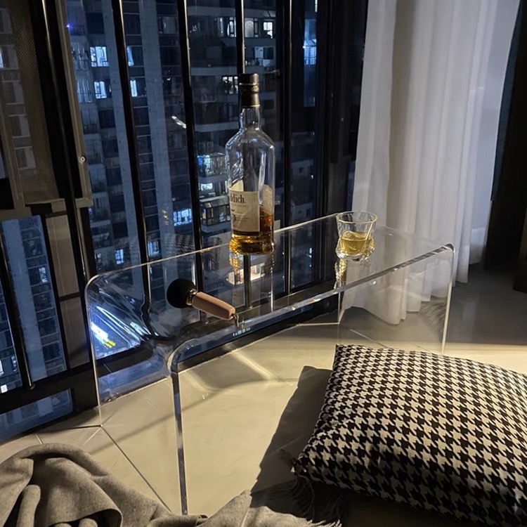 โต๊ะกาแฟโปร่งใสอะคริลิคสไตล์นอร์ดิก อิน โมเดิร์นเรียบง่ายเสื่อทาทามิโต๊ะน้ําชาห้องนอนอ่าวหน้าต่างด้านข้างโต๊ะ